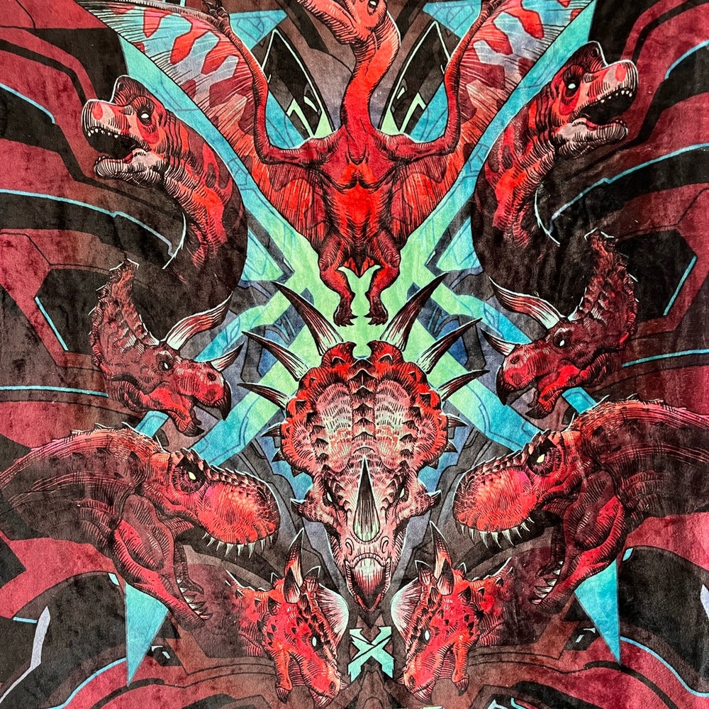 Lost Lands Dinosaur Red and Black Throw Blanket
